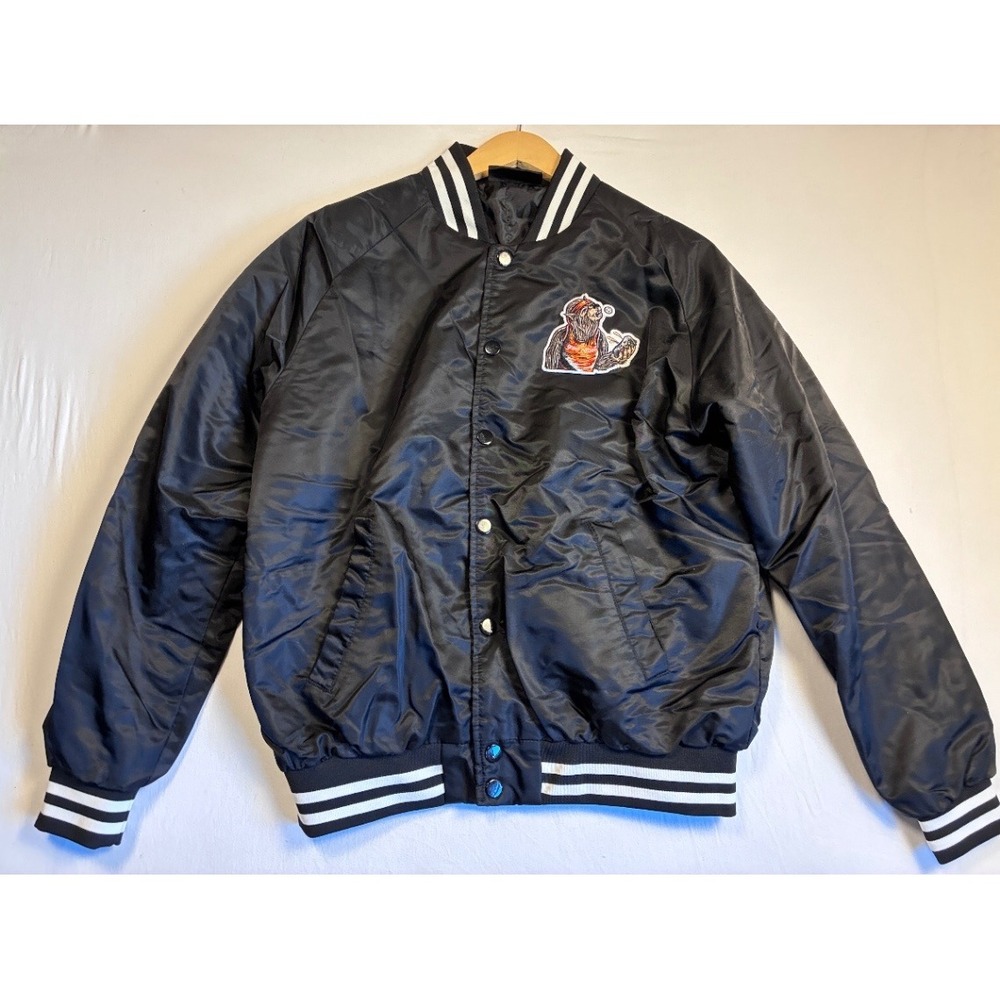 Shaka Wear Men's L Black Varsity Jacket Embroidered Patch Bomber Great Nation